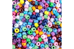 1000 Pcs Pony Beads Bulk - Plastic Bracelet Beads Sukh 6x9mm Pony Bead for Bracelets Making Multi-Colored Bracelet Bead for H