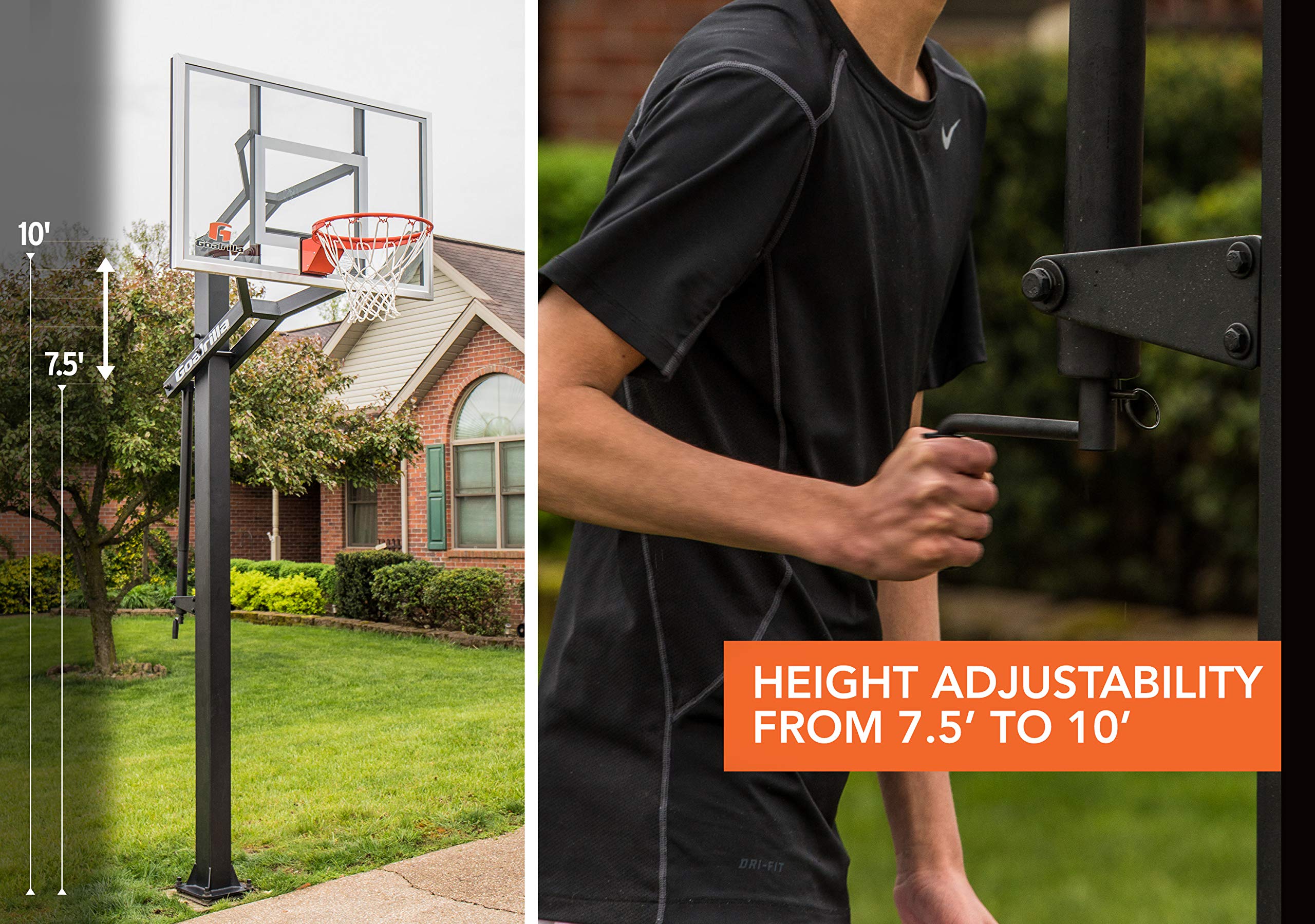Goalrilla GS54 In Ground Basketball Hoop with Adjustable Height