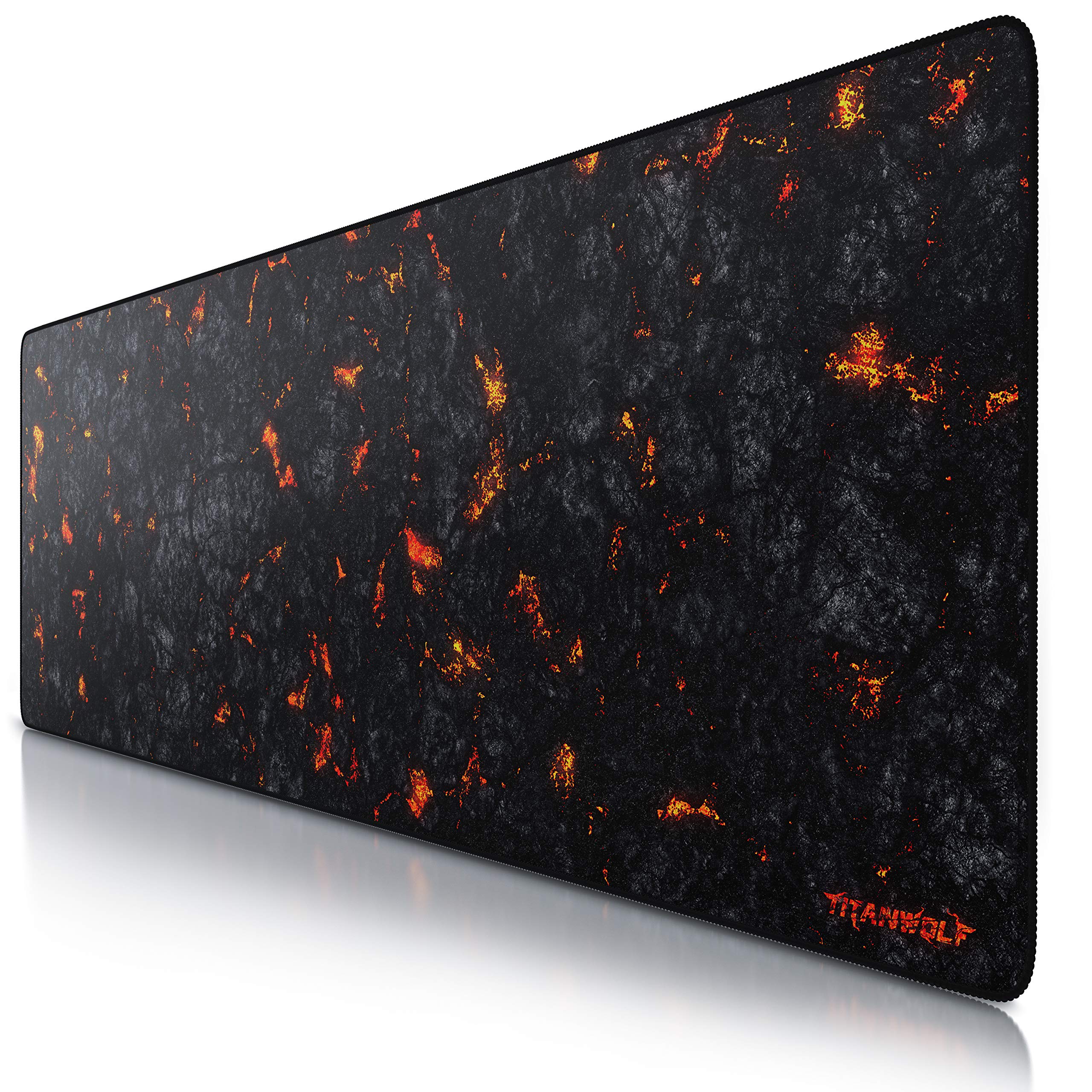 TITANWOLF - Extra Large Gaming Mouse Mat 1200x400mm Oversize - XXL Mouse Pad with motif - Desk Pad XXXL Extended – For Precision and Speed - Non-Slip Rubber Base – For Mouse and Keyboard - Lava