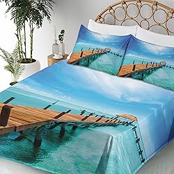 Ambesonne Tropical Sheet Set, Exotic Hawaiian
