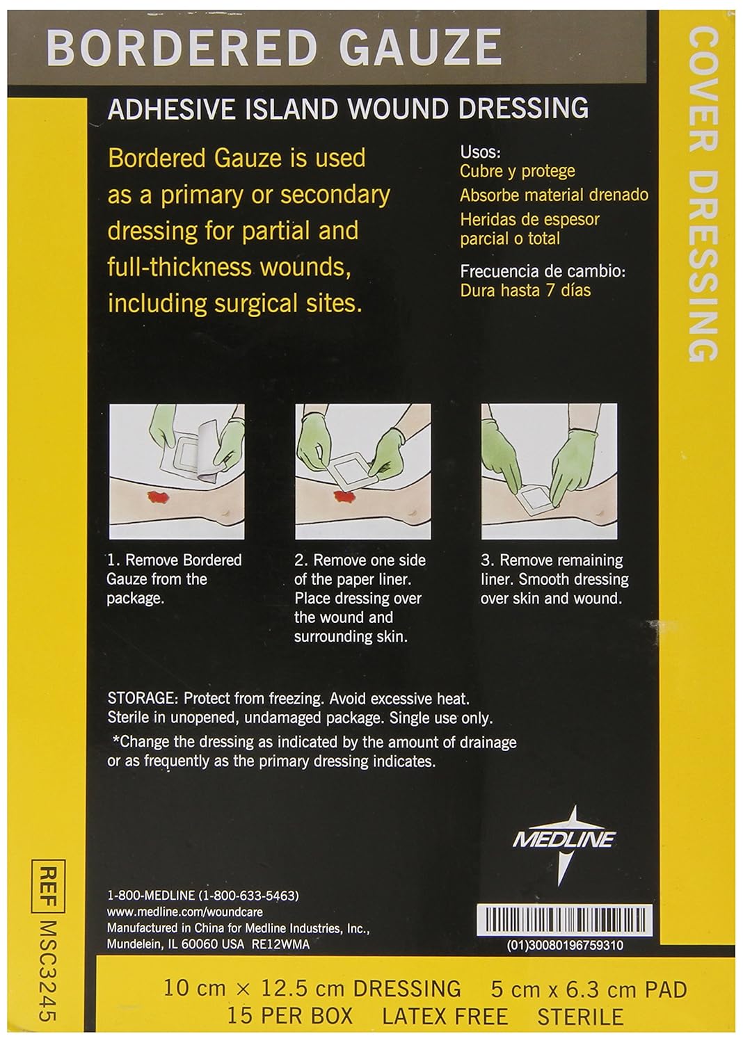 Sterile Bordered Gauze, 4" x 4" (Pack of 15): Industrial & Scientific