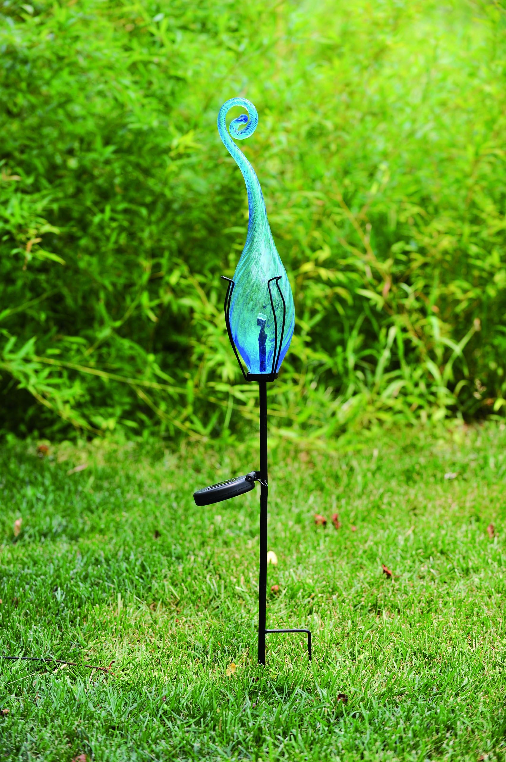 Coloriscape Solar Fiddle Top Yard Art, Aqua