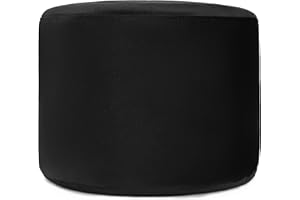 Gouchee Home Belgique Round Velvet Pouf, Foot Stool, Stuffed Ottoman Bean Bag Chair - Black - Plush, Stylish, Lightweight, an