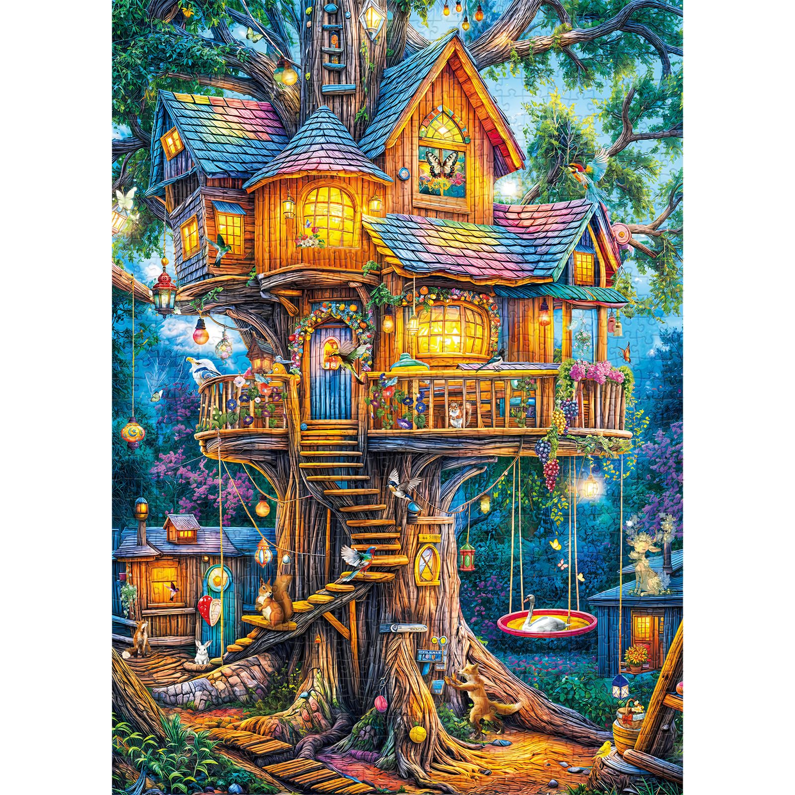 Chalzidar Jigsaw Puzzles for Adults 1000 Pieces, Interlock Perfectly Letter on Back No Dust, Home Decor Birthday Party Gift Toy for Men Women Elders Seniors, 1:1 Poster-Elf Tree