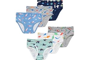 NAIVETE Baby Soft Cotton Underwear Little Boys Dinosaur Briefs Toddler Shark Undies Children Truck Panties(Pack of 6)