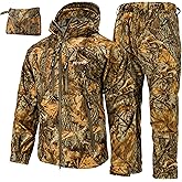 AYIN Waterproof Camo Hunting Rain Suit Silent Breathable Jacket Pants Camouflage Windproof All-Weather Outdoor Gear Men