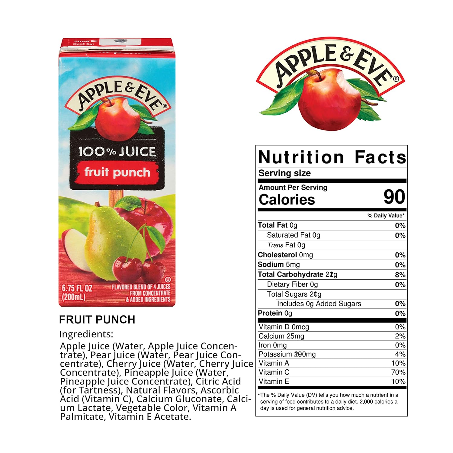 Amazon Com Apple Eve 100 Juice Fruit Punch 6 75 Fluid Oz 8 Count Pack Of 5 Fruit Juices Grocery Gourmet Food