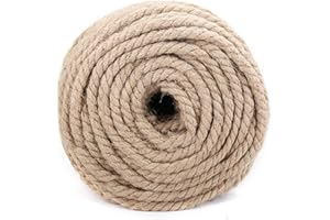 ZOENHOU 100 Feet 1/2 Inch Jute Hemp Rope, 30m x 12mm Natural Twisted Thick Rope Hemp Twine Cord for Crafts Gardening Bundling
