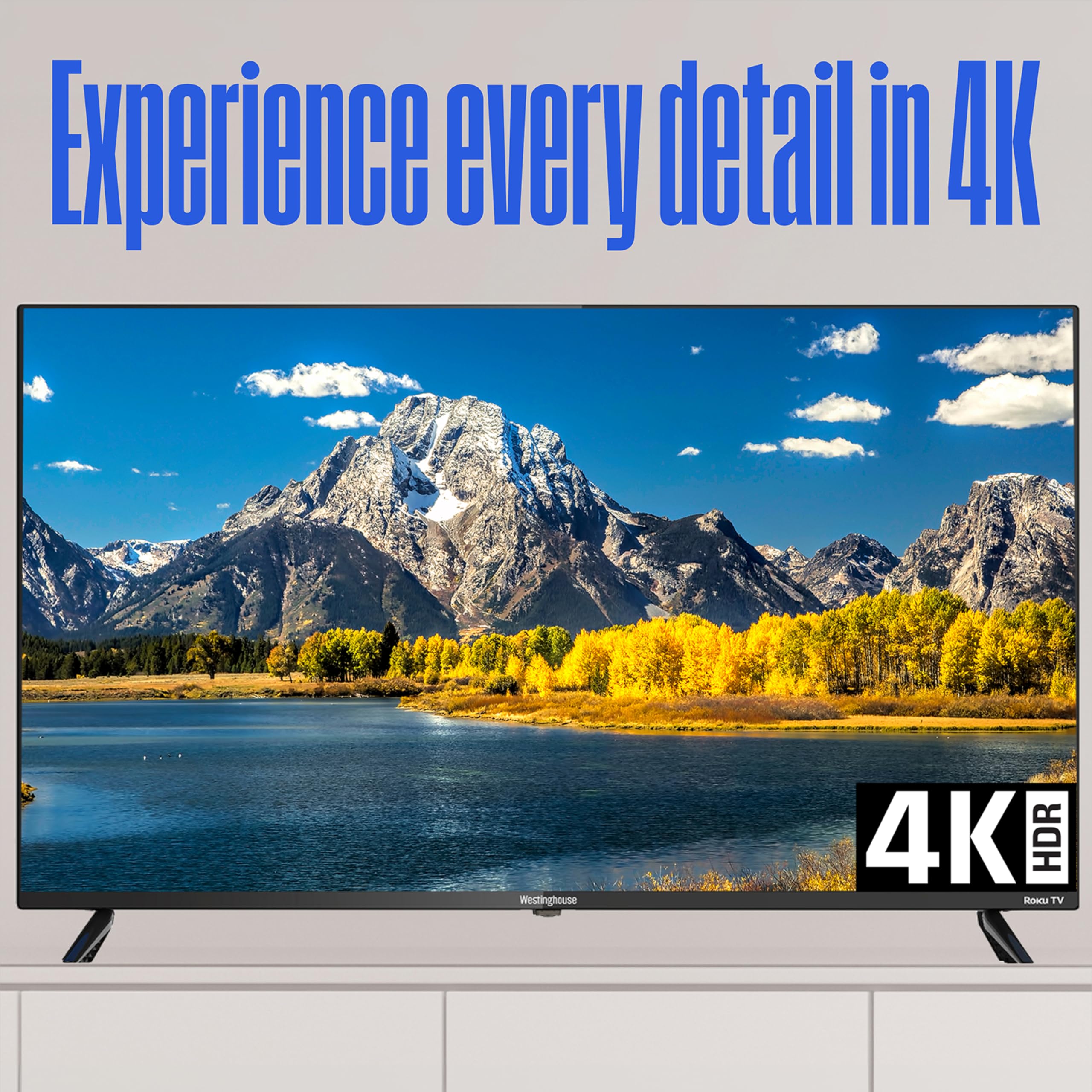 Westinghouse Edgeless Roku TV - 43 Inch Smart Television, 4K LED UHD w/HDR 10, Wi-Fi & Mobile App Connectivity, Flat Screen Compatible w/Apple AirPlay, Alexa, & Google Assistant