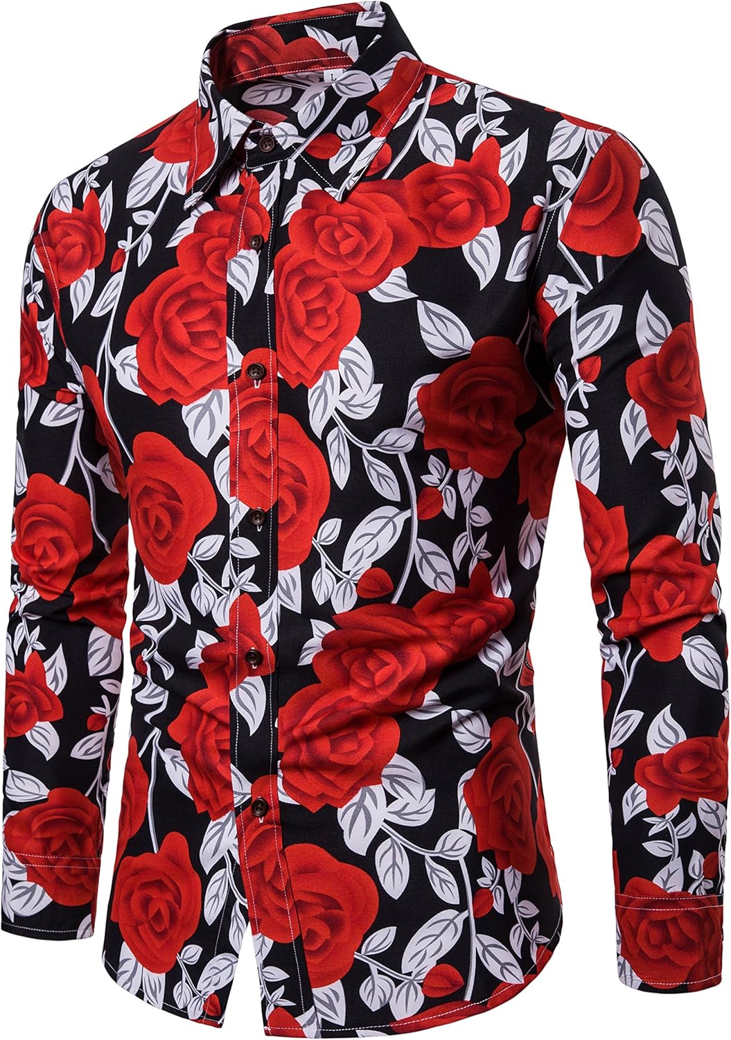 red rose printed shirt