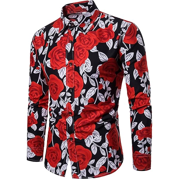 Amazon.com: ZEROYAA Mens Hipster Gold Rose Printed Slim Fit Short Sleeve Button  Down Dress Shirts ZZCL41-Black Small : Clothing, Shoes & Jewelry