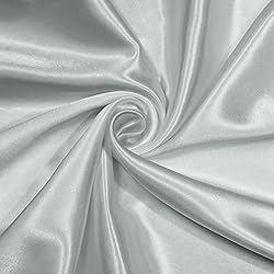 NSGZ Silver Grey Satin Fabric by The Yard, 10 Yards
