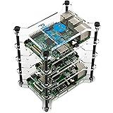 PiRacks Raspberry Pi (3, 2, 1 A+, 1 B+, Zero) Clear Acrylic 4-Stacker Rack Enclosure Box Storage System Case