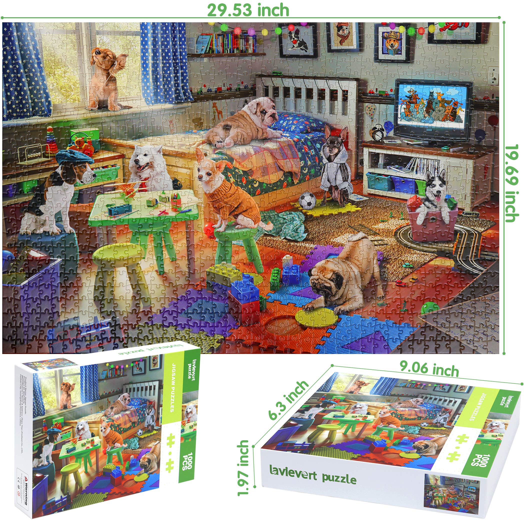 Lavievert 1000 Piece Jigsaw Puzzle Game for Adults - Naughty Doggies