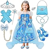 KKONES Princess Dresses for Girls, Light Up Princess Costume with Cape, Birthday Party Gift for Toddler Age 3-8 Year Old