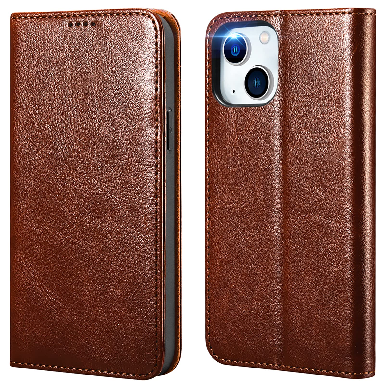 ICARER Wallet Case for iPhone 13 Mini, iPhone 13 Mini Leather Case, RFID Blocking Credit Card Holder Slots Magnetic Closure Kickstand Flip Folio Cover for iPhone 13 Mini 5.4 Inch 2021 (Brown)