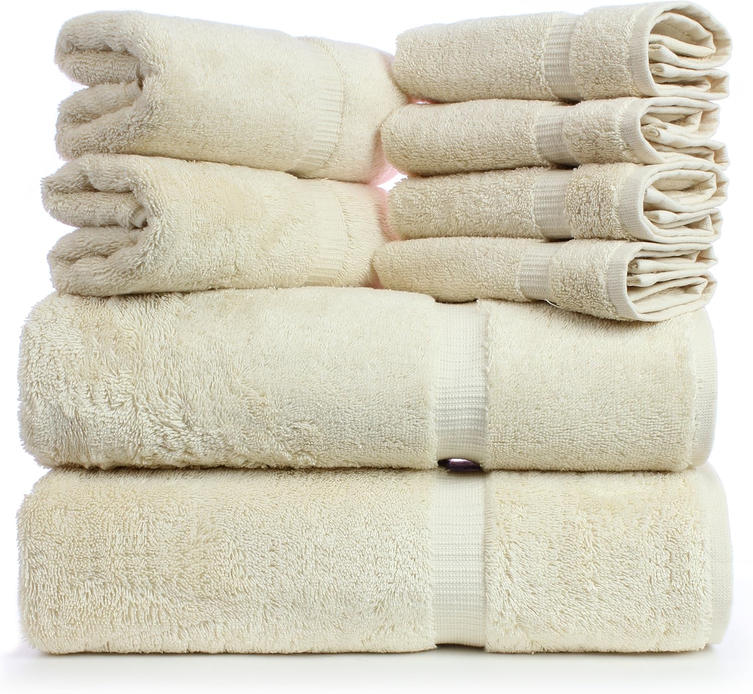 Towel Bazaar Luxury Hotel and Spa Quality Dobby Border 100% Turkish Cotton Eco-Friendly and Highly Absorbent Towel Set (Set of 8, Cranberry): Home & Kitchen