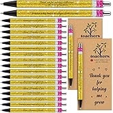 Sinload 20 Sets Teacher Pens Gifts Include Inspirational Quotes Glitter Ballpoint Pens with Thank You Card Writing Stationery Office Supplies Teacher Appreciation Gift