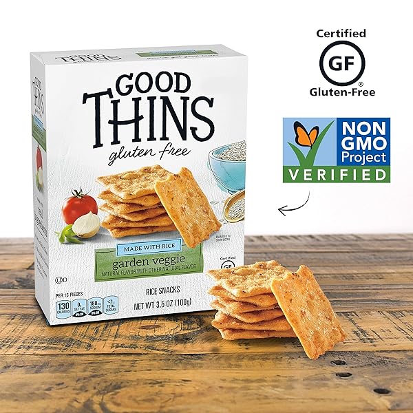GOOD THINS GARDEN VEGGIE RICE SNACKS GLUTEN FREE CRACKERS, SNACK CRACKERS, 3.5 OZ
