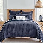 Levtex Home Mills Waffle Full/Queen Quilt Set (88x92in) with 2 Pillow Shams (26x20in) - Navy - 100% Cotton Full/Queen Size Quilt Bedding Set - Lightweight, Soft, Pre-Washed