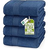 Utopia Towels Luxurious Bath Towels Set, 27 x 54 Inches 100% Ring Spun Cotton, 4 Pack Navy Blue