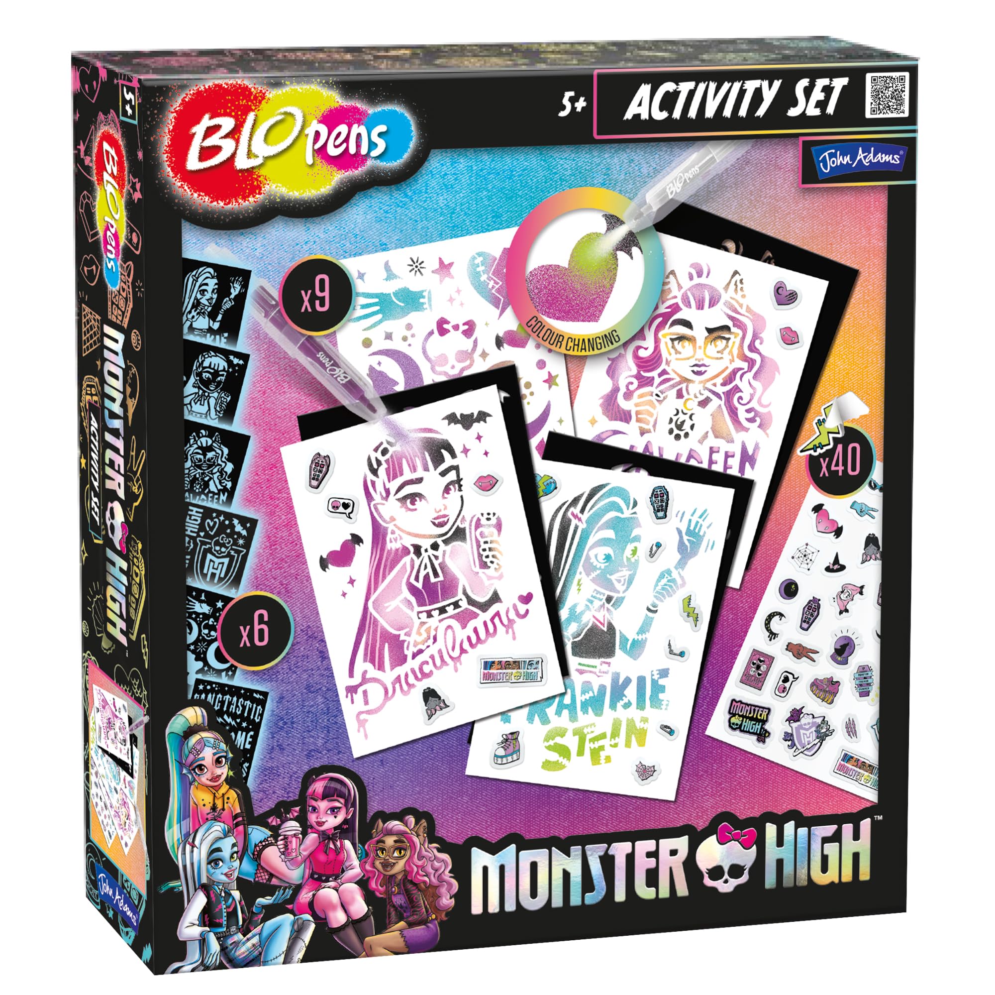 Blopens John Adams Monster High Colouring Activity Set: Arts and Craft Kit, Create Amazing Airbrush Pictures of Monster High Characters, for Ages 5+