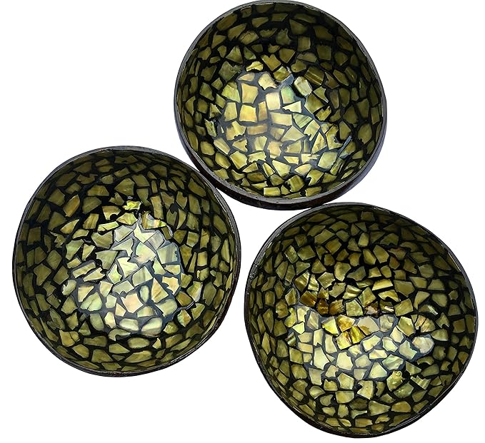 Simsim Cocobowl Kokosnuss Schalen Mit Intarsien Im 3er Set Coconut