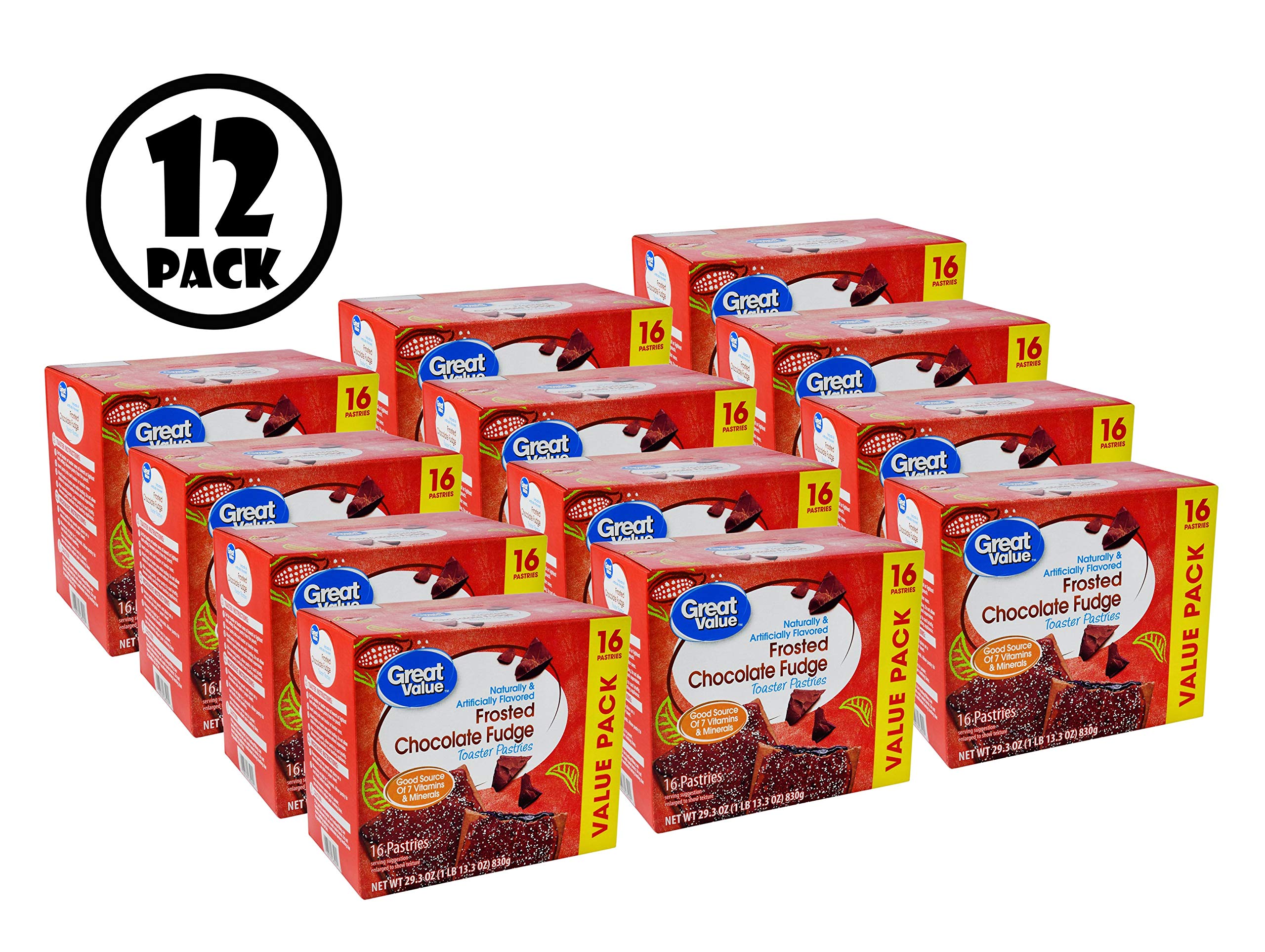 (12 Pack) Great Value Frosted Toaster Pastries, Chocolate Fudge, 29.3