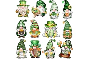 JOPHMO 24 Pieces St. Patrick’s Day Gnome Wooden Hanging Ornaments,Wood Hanging Decor for St Patricks Day Tree Decorations Lucky Gnome Wooden Hanging Craft Irish Saint Patty’s Day Party Supplies Home Decor