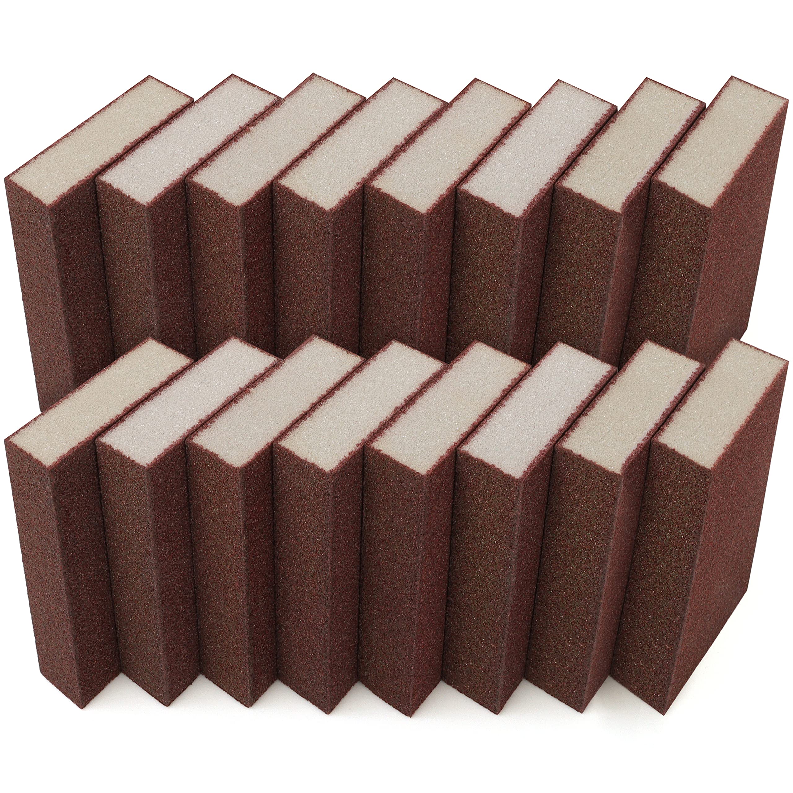 BELLE VOUS Coarse Sanding Sponge (16 Pack) - Wet & Dry Sanding Block Kit - 70 Grit/Grade Reusable Sanding Pad for Wood, Metal, Wall Polishing
