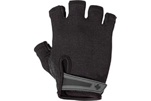 Harbinger Power Non-Wristwrap Workout Weightlifting Gloves with StretchBack Mesh and Leather Palm
