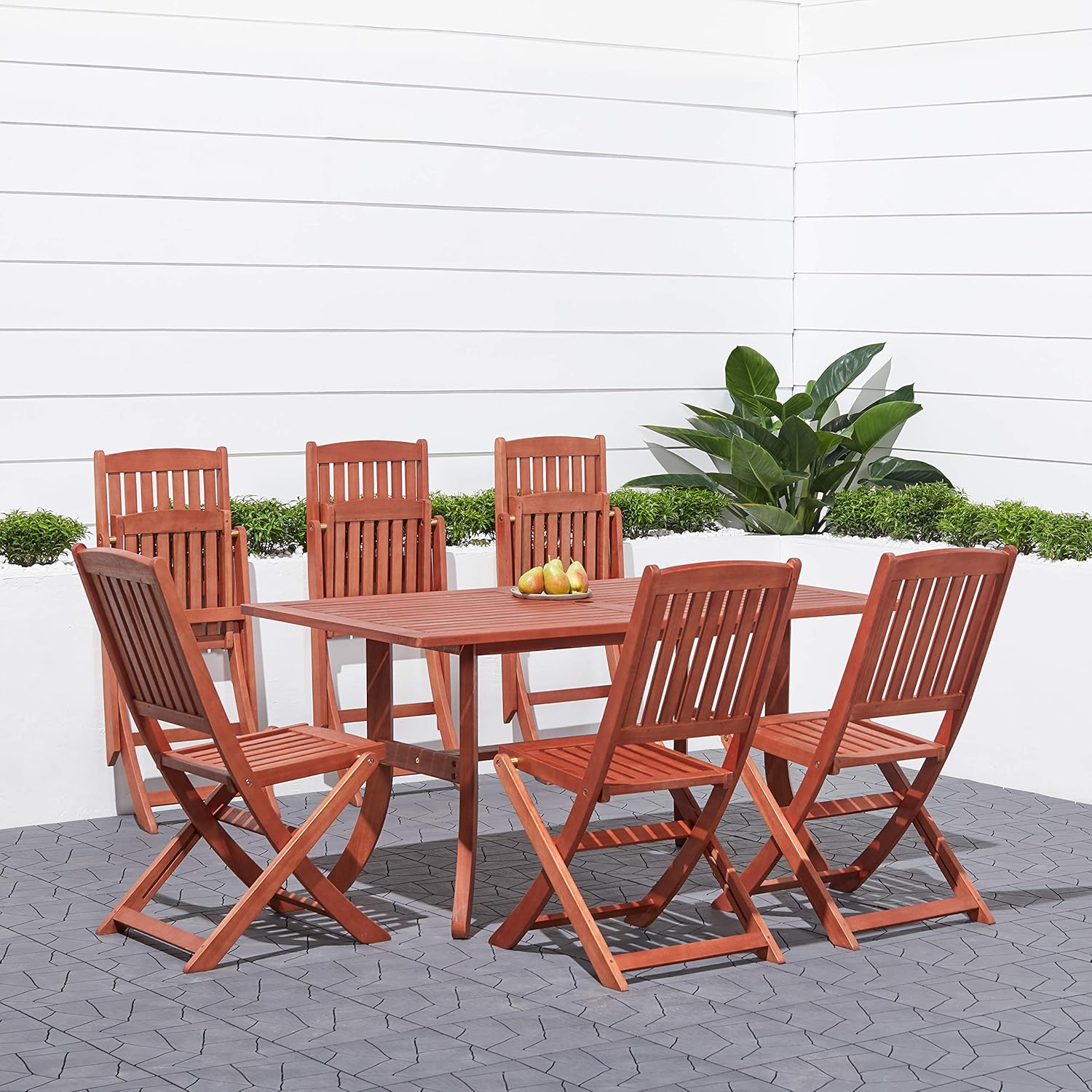 Best Malibu Outdoor Patio 3-Piece Wood Dining Set With Folding Chair