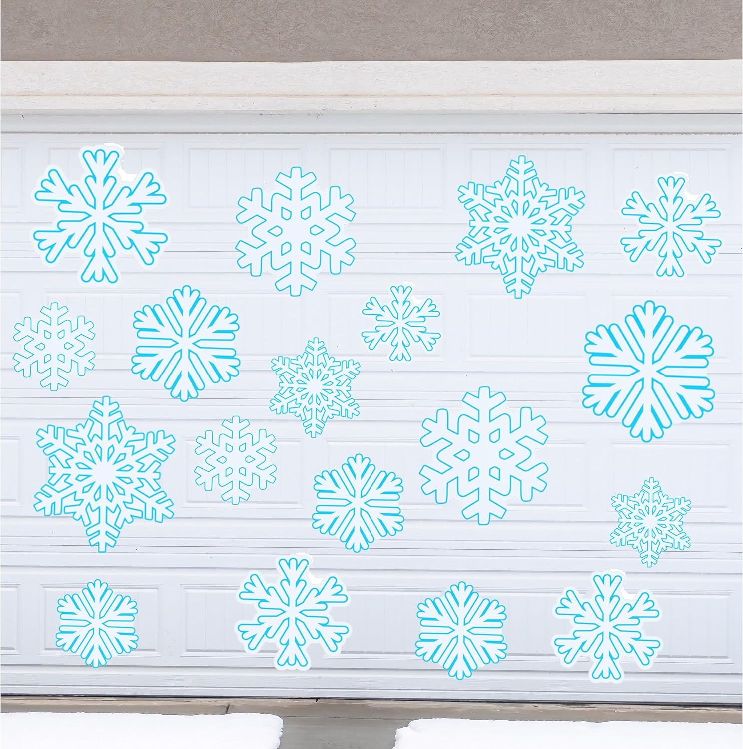 Garage Door Decorations - 22 Pcs Christmas Snowflake Garage Door Magnets Stickers Snowflake Christmas Garage Decoration Decals Magnetic Refrigerator Stickers for Xmas DIY Holiday Home Outdoor Party Car Decor
