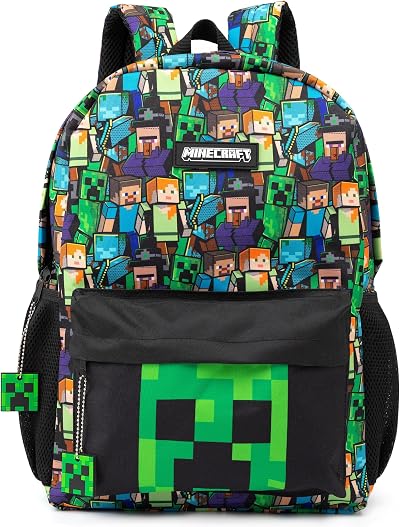 Minecraft Kids Backpack Set Official Brand Rucksack Creeper Zombie Enderman