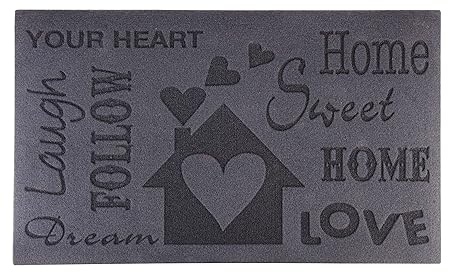 Esschert Design RB128 Relief-Türmatte Love, Pet, recyceltes PVC, schwarz, 75 x 45 x 0.5 cm