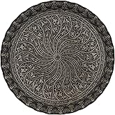 Alisveristime Turkish Ottoman Coffee Tea Serving Tray – 11.8 Inches, Wavy Zamac Tray with Traditional Motifs, Available in Five Color Variations (Black)