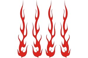 GERUSEA Red Hot Rod Flame Fire Tribal Retro Reflective Decals Sticker for Helmet Cane Bicycle 1"x5", 4 Pack