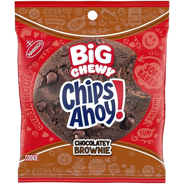 CHIPS AHOY! BIG CHEWY CHOCOLATE CHIP COOKIES, CHOCOLATEY BROWNIE, 2.5 OZ (1 COOKIE PER PACK)