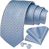DiBanGu Mens Tie Set Silk Solid Paisley Necktie and Pocket Square Cufflinks Classic Formal Ties for Men Wedding Party