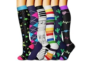 CHARMKING 6 Pairs-Compression Socks for Women & Men Circulation Best Support for Nurses, Running, Athletic,Flight Travel