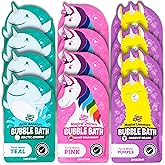 Tub Works® Magical Kids Bubble Bath, Variety 12 Pack | Creates Colorful Water & Tons of Foam Bath Bubbles | Nontoxic | Character-Themed Bubble Bath for Kids | Pink, Purple & Teal Bath Colors