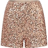 OThread & Co. Women's Sparkly Sequin Shorts Stretchy Night Out Party Shorts