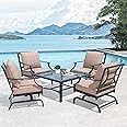 Grand patio 5 Piece Patio Furniture Set Outdoor Motion Conversation Set with Coffee Table,Patio Rocking Chairs with Olefin Beige Cushions for Porch Backyard