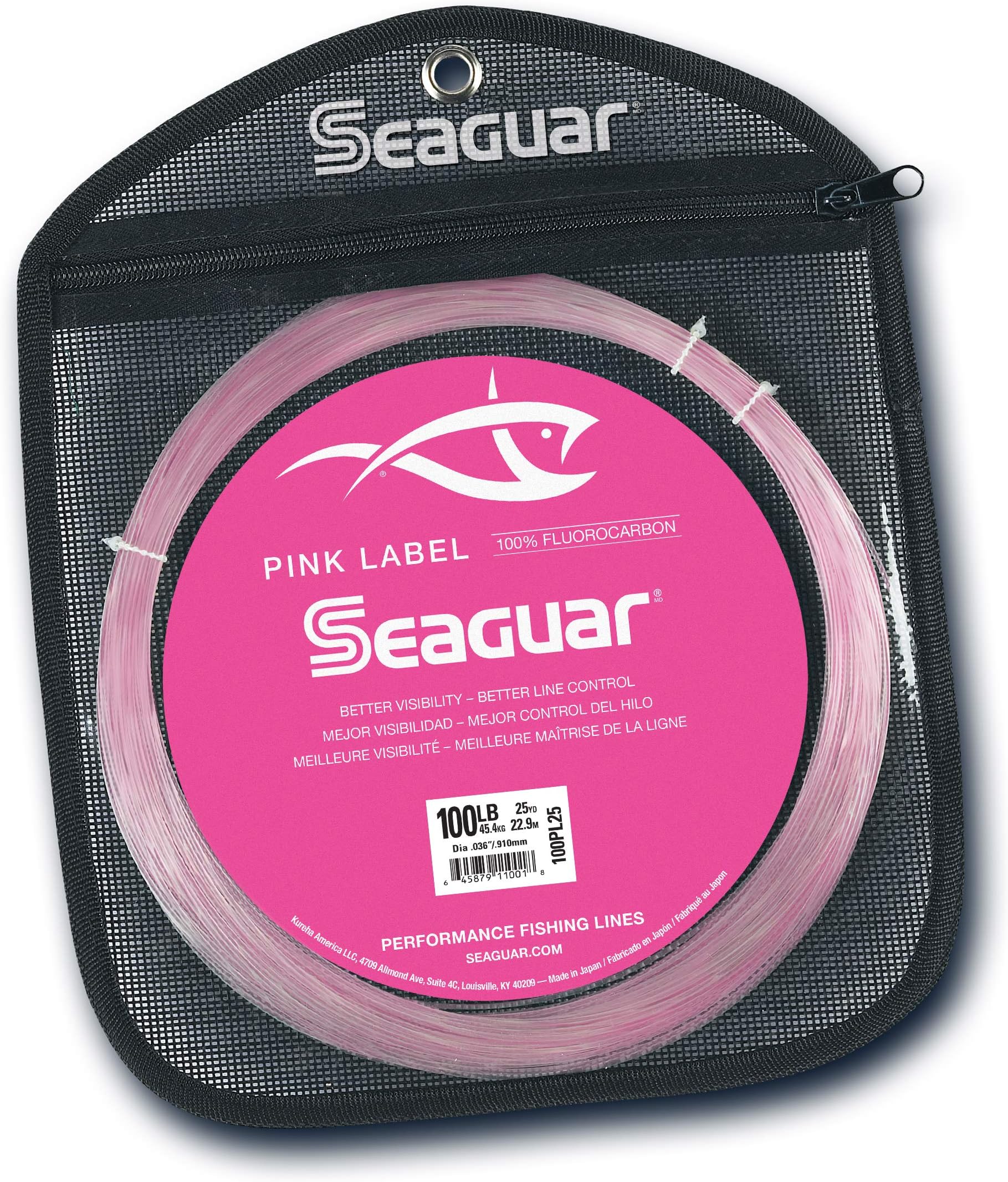 Seaguar Pink Label 100% Fluorocarbon Saltwater Fishing Leader Line, Multiple Sizes