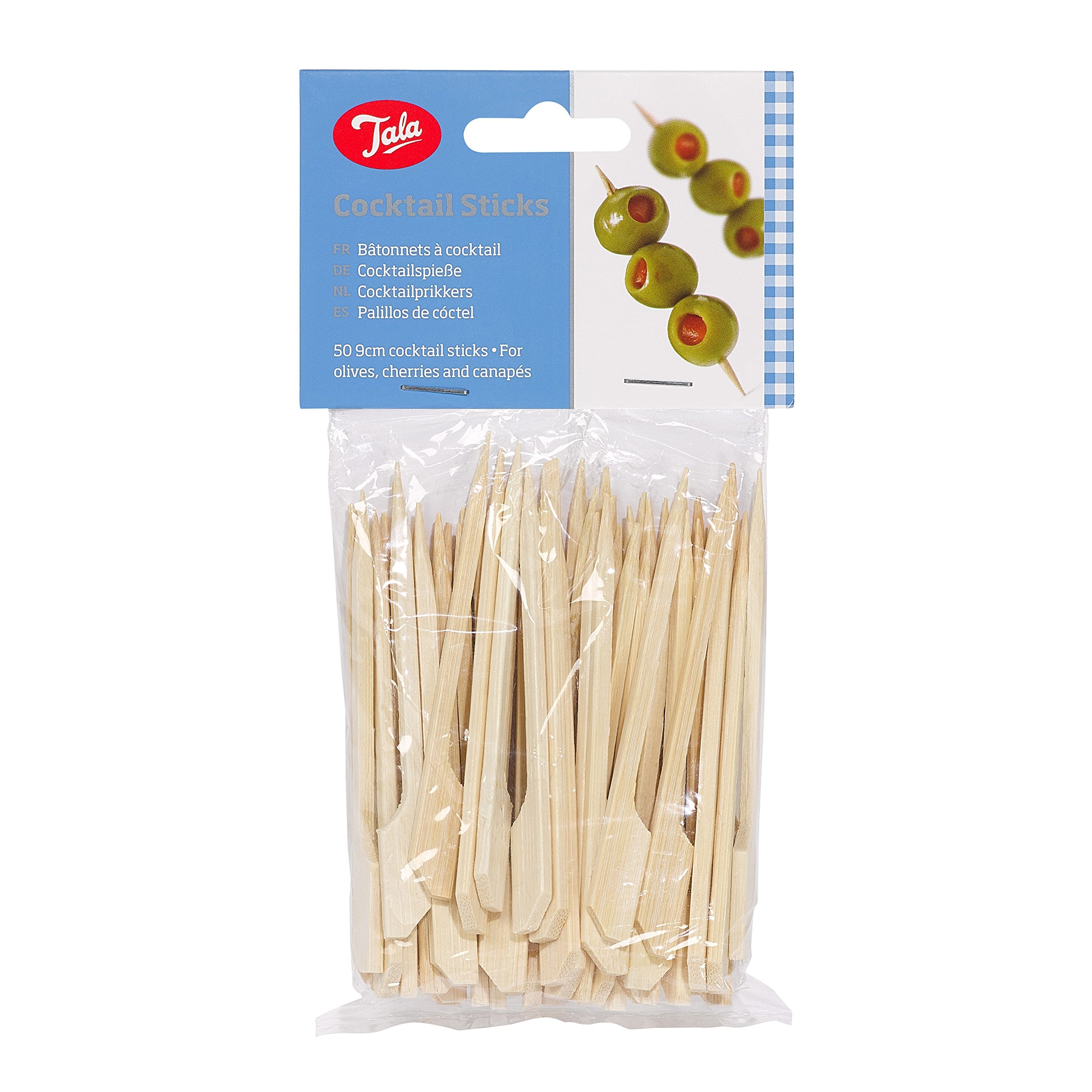 Tala 50 Bamboo Cocktail Sticks, Brown, 9 cm