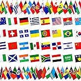 LZXING 226 Countries International Flags of the World Small Mini Hand Held Flags on Stick,All Countries Flags,8.2 x 5.5 Inch
