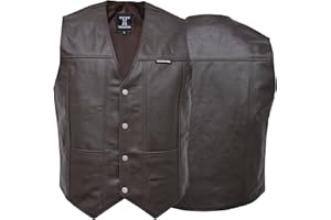 Touch&Torn Motorcycle Leather Vest for Men With Concealed Pocket Adjustable Laces Biker Riders Leather Vest