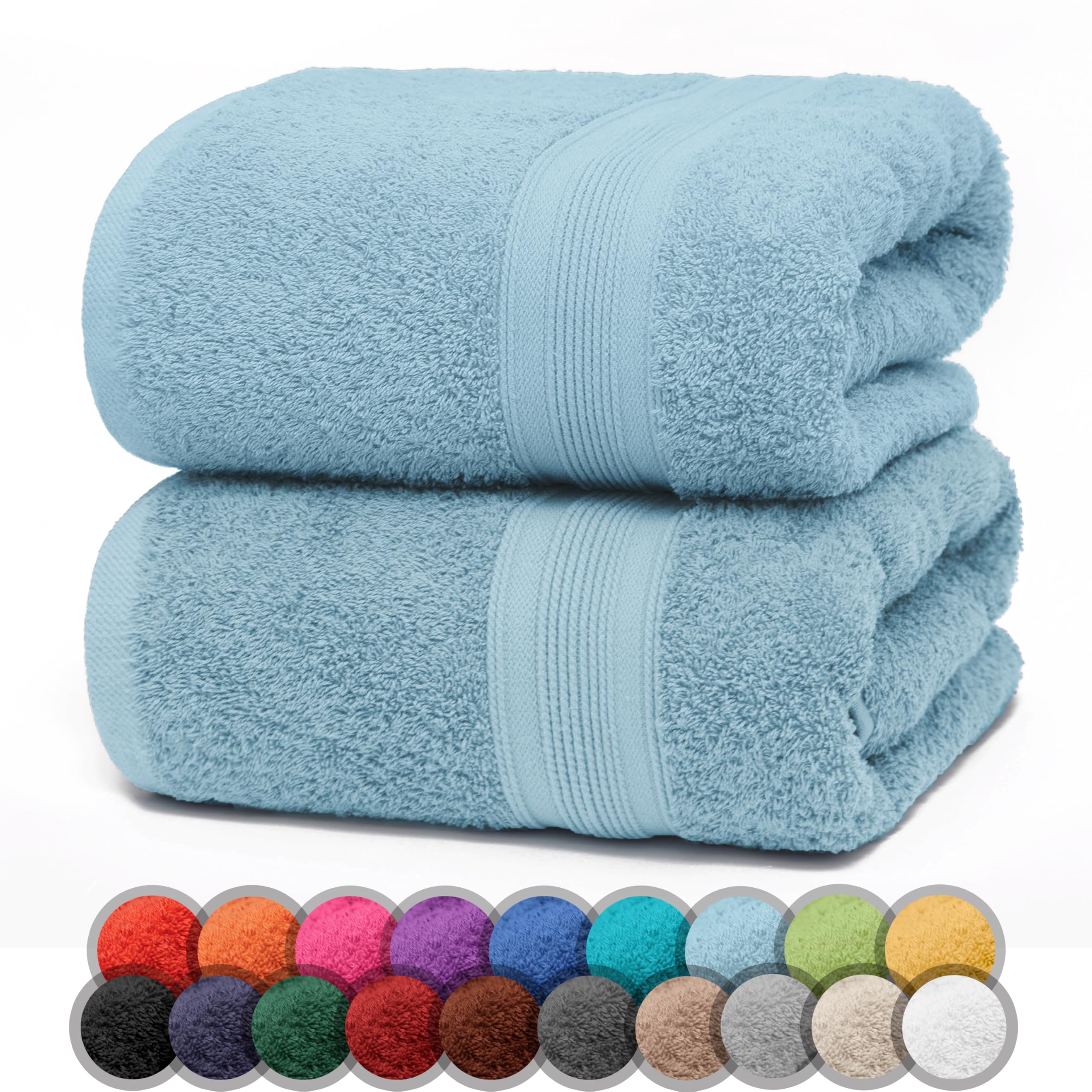 NatureMark Pack of 2 Bath Towels - 100% Cotton, 500 g/m² - Soft, Absorbent & Durable - For Home, Sauna & Travel - 70 x 140 cm, Light Blue — image 1