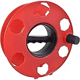 Woods Heavy Duty Cord Storage Wheel - Holds Up to 125 Feet of 16/3 or 110 Feet of 14/3 Gauge Cord - Tangle-Free Design for Extension Cords, Rope, or Hose - Orange/Black