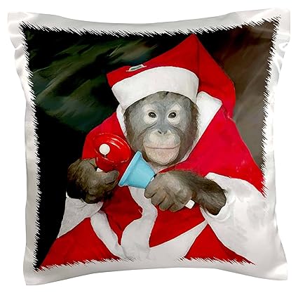 Amazon Com 3drose Pc 4579 1 Christmas Monkey Pillow Case 16 By